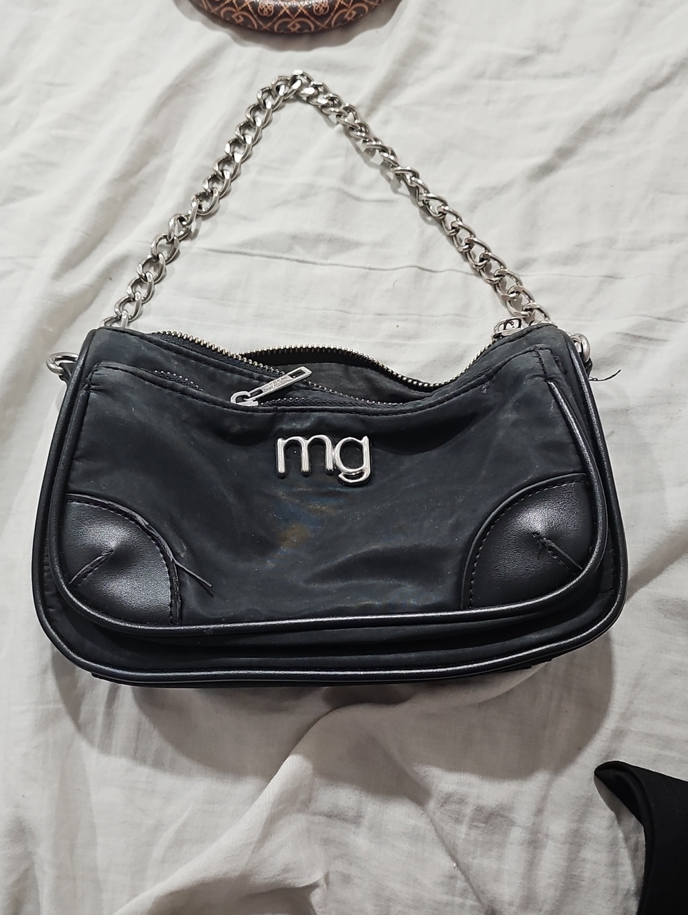 Madden Girl Black Shoulder Bag with Silver Chain